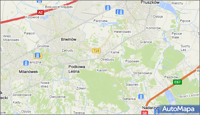 mapa Otrębusy, Otrębusy na mapie Targeo