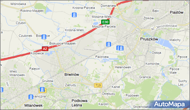 mapa Parzniew, Parzniew na mapie Targeo