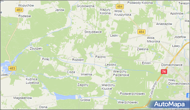 mapa Parzno, Parzno na mapie Targeo