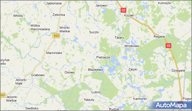 mapa Pietrasze gmina Gołdap, Pietrasze gmina Gołdap na mapie Targeo