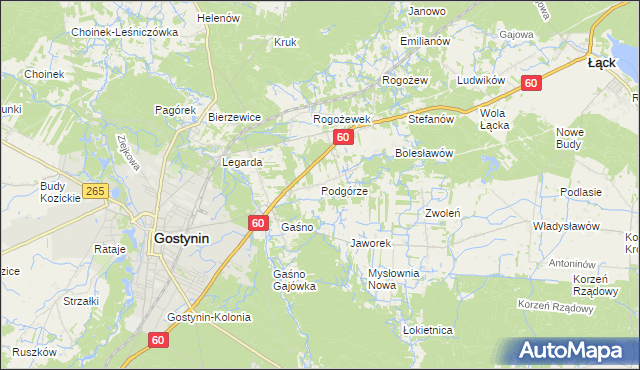 mapa Podgórze gmina Gostynin, Podgórze gmina Gostynin na mapie Targeo