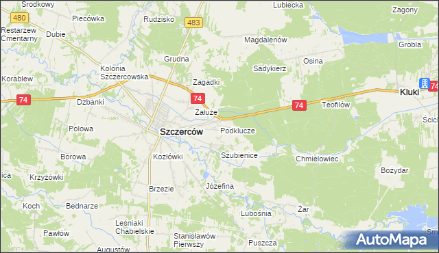 mapa Podklucze, Podklucze na mapie Targeo