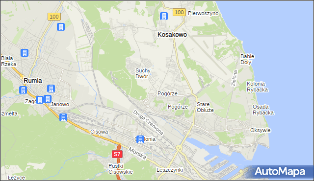 mapa Pogórze gmina Kosakowo, Pogórze gmina Kosakowo na mapie Targeo