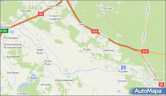 mapa Prądki, Prądki na mapie Targeo