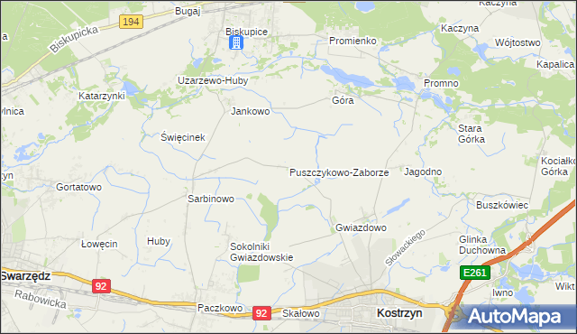 mapa Puszczykowo-Zaborze, Puszczykowo-Zaborze na mapie Targeo