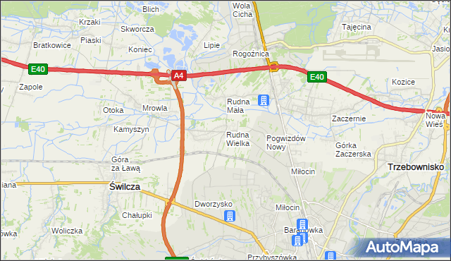 mapa Rudna Wielka gmina Świlcza, Rudna Wielka gmina Świlcza na mapie Targeo