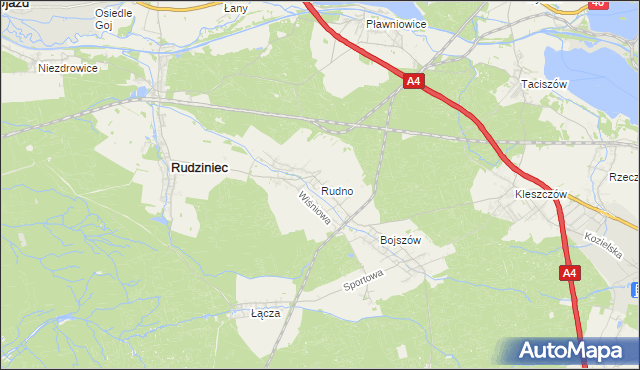 mapa Rudno gmina Rudziniec, Rudno gmina Rudziniec na mapie Targeo