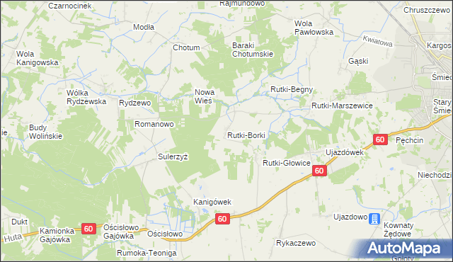 mapa Rutki-Borki, Rutki-Borki na mapie Targeo