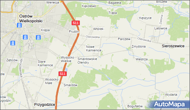 mapa Sadowie gmina Ostrów Wielkopolski, Sadowie gmina Ostrów Wielkopolski na mapie Targeo