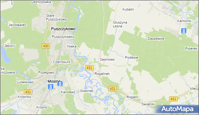 mapa Sasinowo, Sasinowo na mapie Targeo