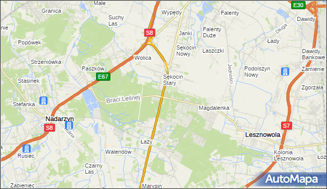 mapa Sękocin-Las, Sękocin-Las na mapie Targeo