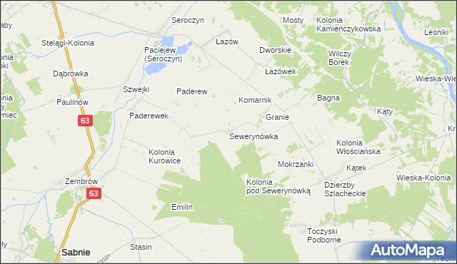 mapa Sewerynówka gmina Sterdyń, Sewerynówka gmina Sterdyń na mapie Targeo