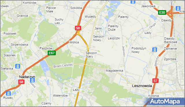 mapa Słomin gmina Raszyn, Słomin gmina Raszyn na mapie Targeo