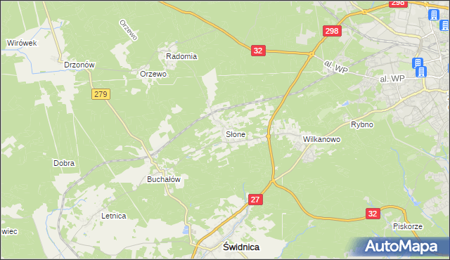 mapa Słone gmina Świdnica, Słone gmina Świdnica na mapie Targeo