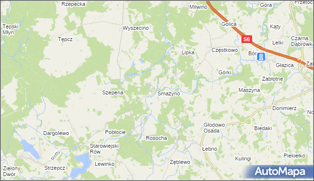 mapa Smażyno, Smażyno na mapie Targeo