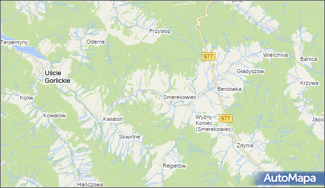 mapa Smerekowiec, Smerekowiec na mapie Targeo