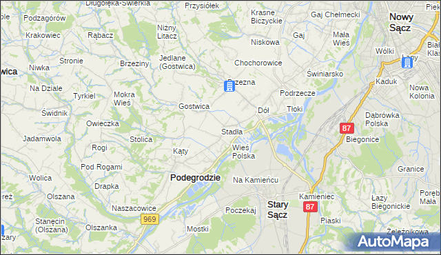 mapa Stadła, Stadła na mapie Targeo