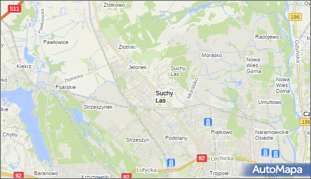 mapa Suchy Las powiat poznański, Suchy Las powiat poznański na mapie Targeo