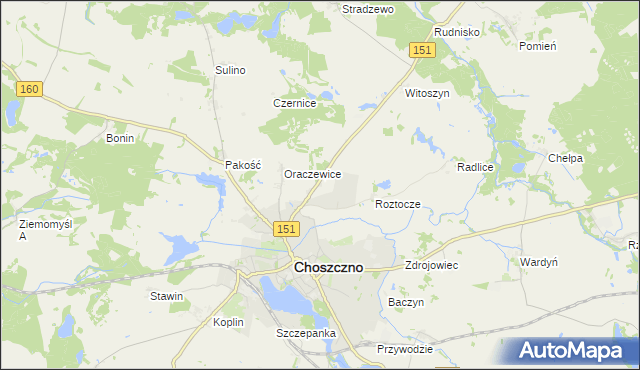 mapa Sułowo gmina Choszczno, Sułowo gmina Choszczno na mapie Targeo