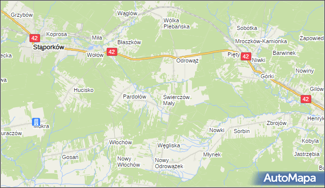 mapa Świerczów Mały, Świerczów Mały na mapie Targeo