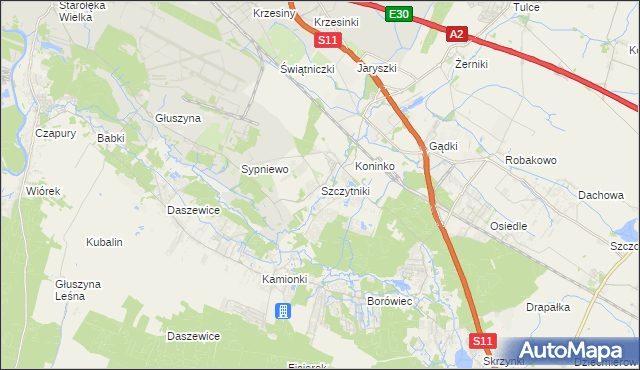 mapa Szczytniki gmina Kórnik, Szczytniki gmina Kórnik na mapie Targeo
