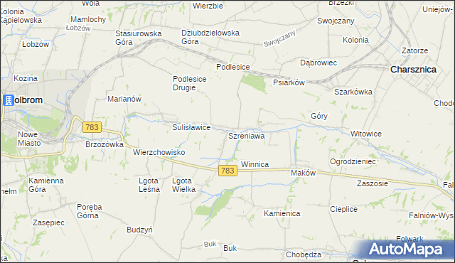 mapa Szreniawa gmina Gołcza, Szreniawa gmina Gołcza na mapie Targeo