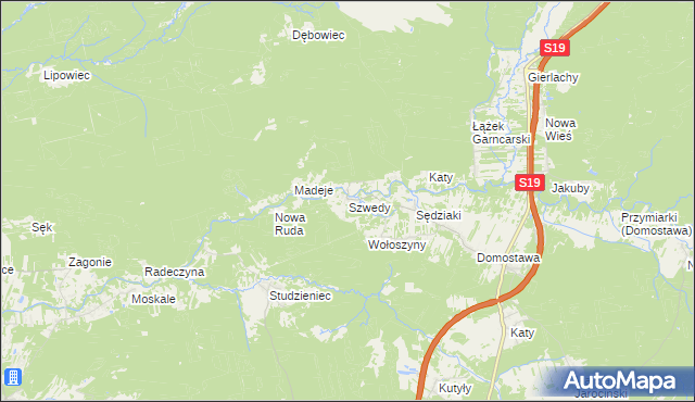 mapa Szwedy gmina Jarocin, Szwedy gmina Jarocin na mapie Targeo