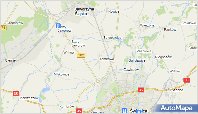 mapa Tomkowa, Tomkowa na mapie Targeo