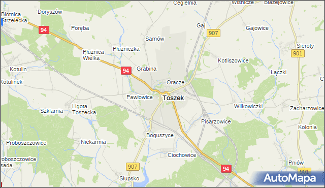 mapa Toszek, Toszek na mapie Targeo