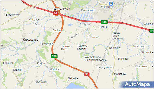 mapa Tyńczyk Legnicki, Tyńczyk Legnicki na mapie Targeo