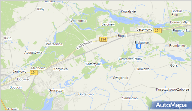 mapa Uzarzewo, Uzarzewo na mapie Targeo