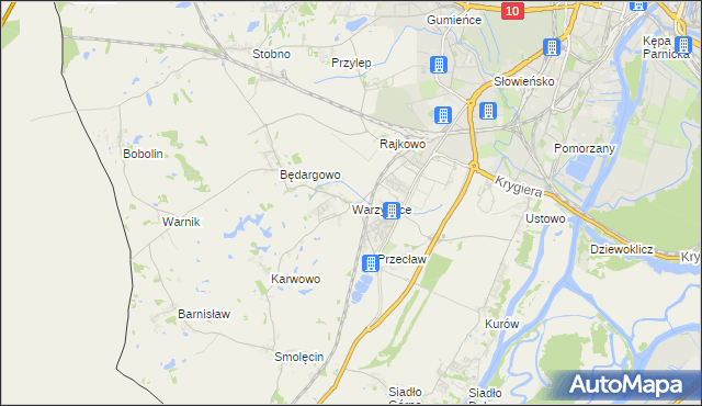 mapa Warzymice, Warzymice na mapie Targeo