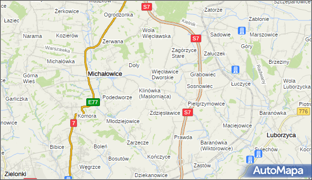 mapa Więcławice Stare, Więcławice Stare na mapie Targeo