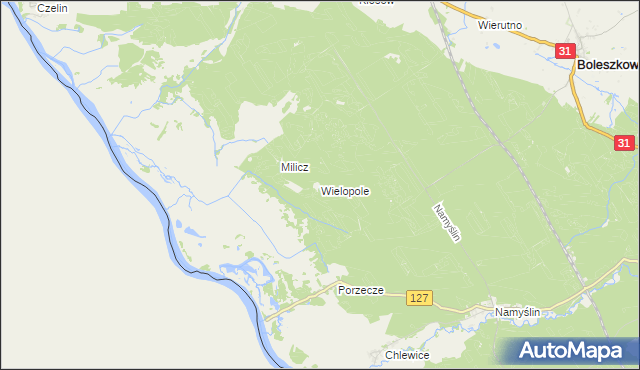 mapa Wielopole gmina Boleszkowice, Wielopole gmina Boleszkowice na mapie Targeo