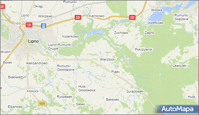 mapa Wierzbick, Wierzbick na mapie Targeo
