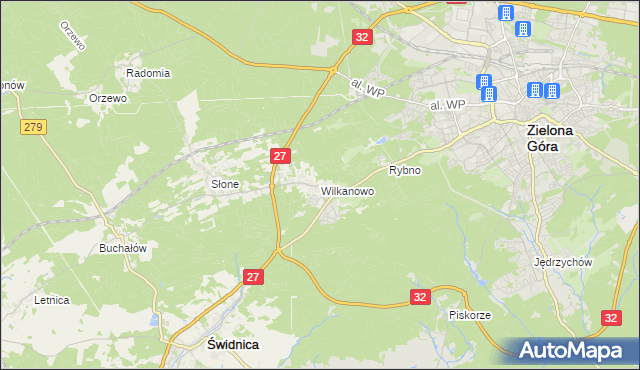 mapa Wilkanowo gmina Świdnica, Wilkanowo gmina Świdnica na mapie Targeo