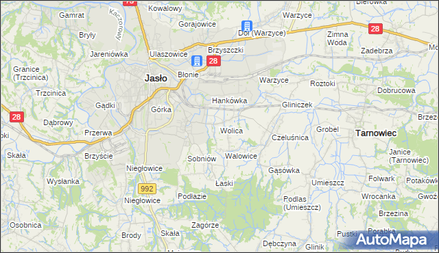 mapa Wolica gmina Jasło, Wolica gmina Jasło na mapie Targeo