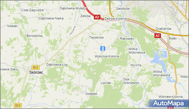 mapa Wołyńce-Kolonia, Wołyńce-Kolonia na mapie Targeo