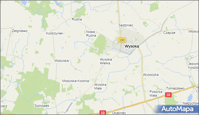 mapa Wysoka Wielka gmina Wysoka, Wysoka Wielka gmina Wysoka na mapie Targeo