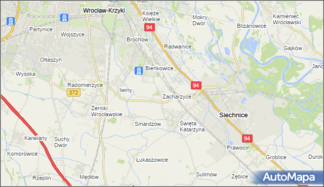 mapa Zacharzyce, Zacharzyce na mapie Targeo