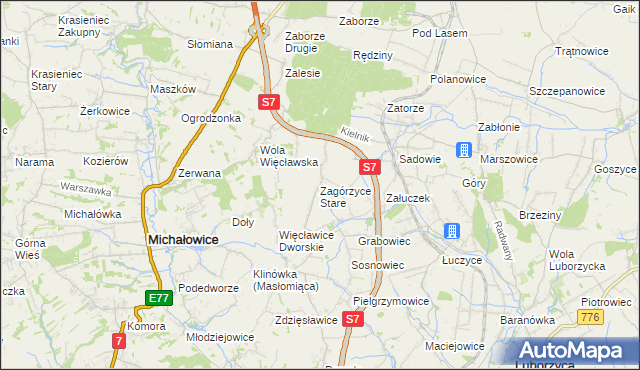 mapa Zagórzyce Stare, Zagórzyce Stare na mapie Targeo