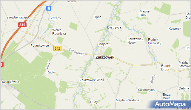 mapa Zakrzówek powiat kraśnicki, Zakrzówek powiat kraśnicki na mapie Targeo