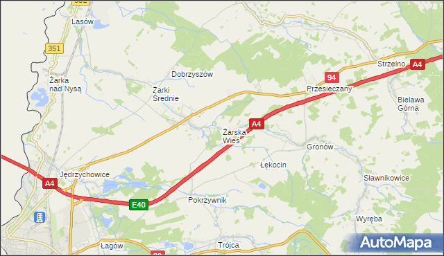 mapa Żarska Wieś, Żarska Wieś na mapie Targeo