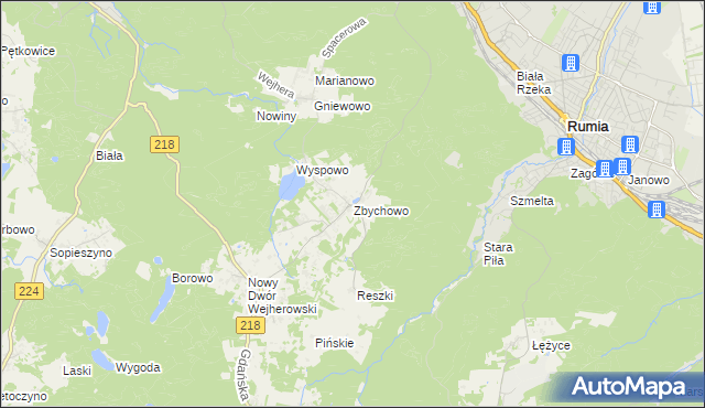 mapa Zbychowo, Zbychowo na mapie Targeo