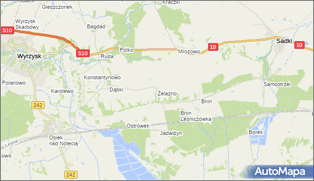 mapa Żelazno gmina Wyrzysk, Żelazno gmina Wyrzysk na mapie Targeo