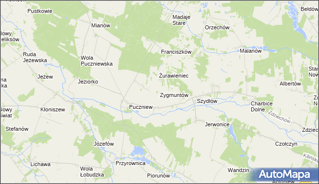 mapa Zygmuntów gmina Lutomiersk, Zygmuntów gmina Lutomiersk na mapie Targeo