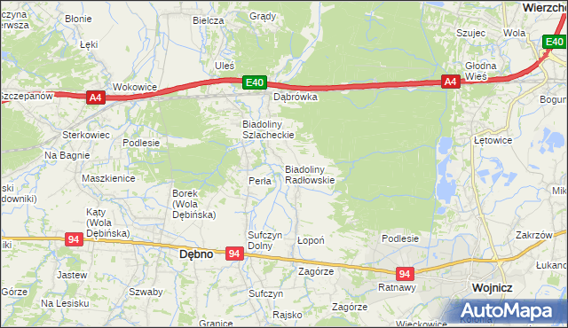 mapa Biadoliny Radłowskie, Biadoliny Radłowskie na mapie Targeo