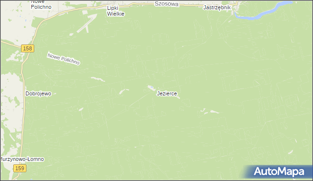 mapa Jezierce gmina Skwierzyna, Jezierce gmina Skwierzyna na mapie Targeo