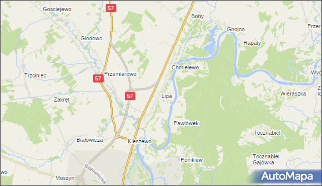 mapa Lipa gmina Pułtusk, Lipa gmina Pułtusk na mapie Targeo