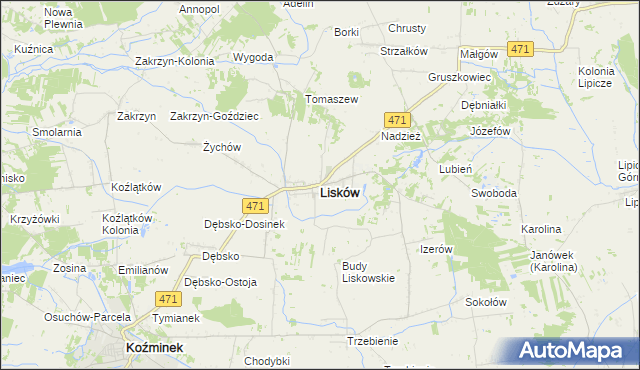 mapa Lisków, Lisków na mapie Targeo